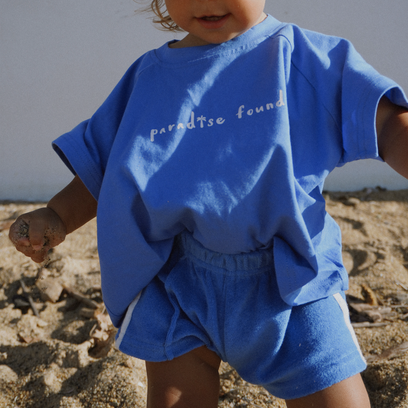 Twin Stripe Terry Shorts | Blue