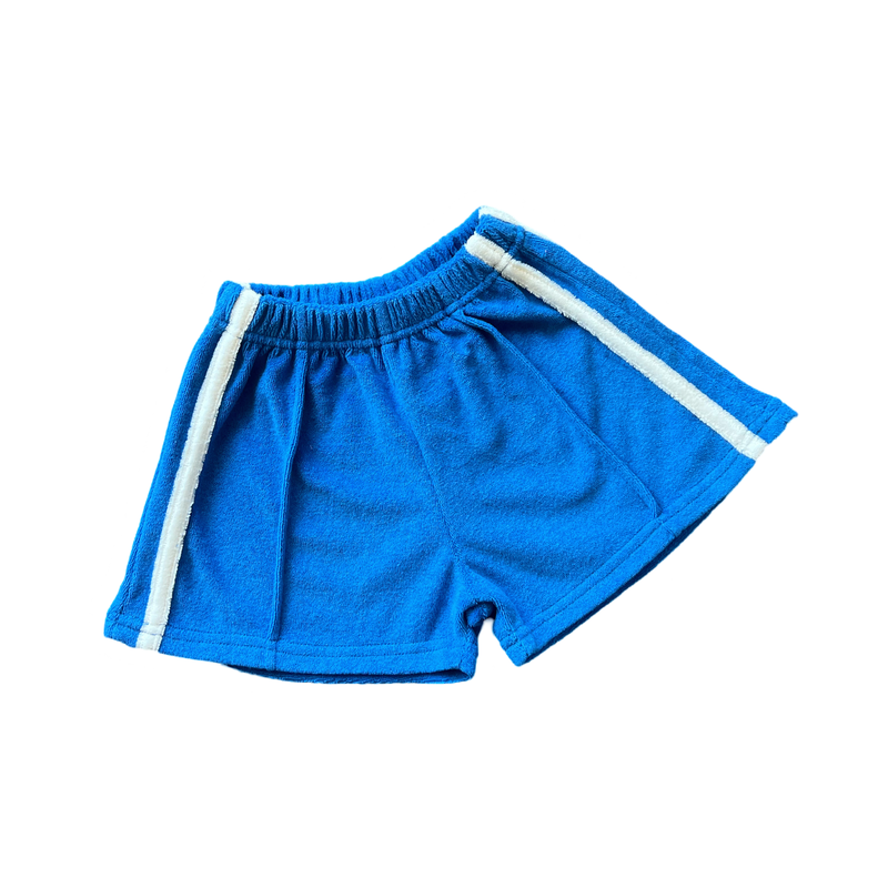 Twin Stripe Terry Shorts | Blue