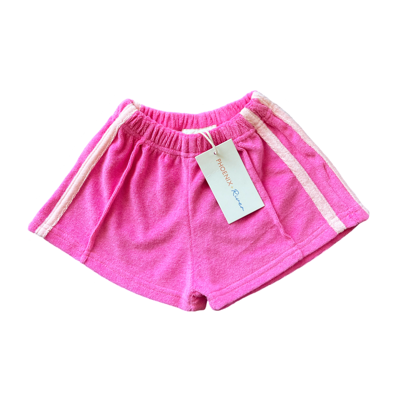 Twin Stripe Terry Shorts | Pink